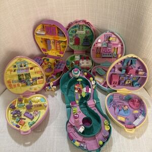 Vintage 1990s Polly Pocket Mixed Lot Of 7 Compacts Figures Accessories